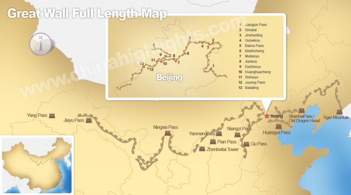 دیوار بزرگ چین نقشه