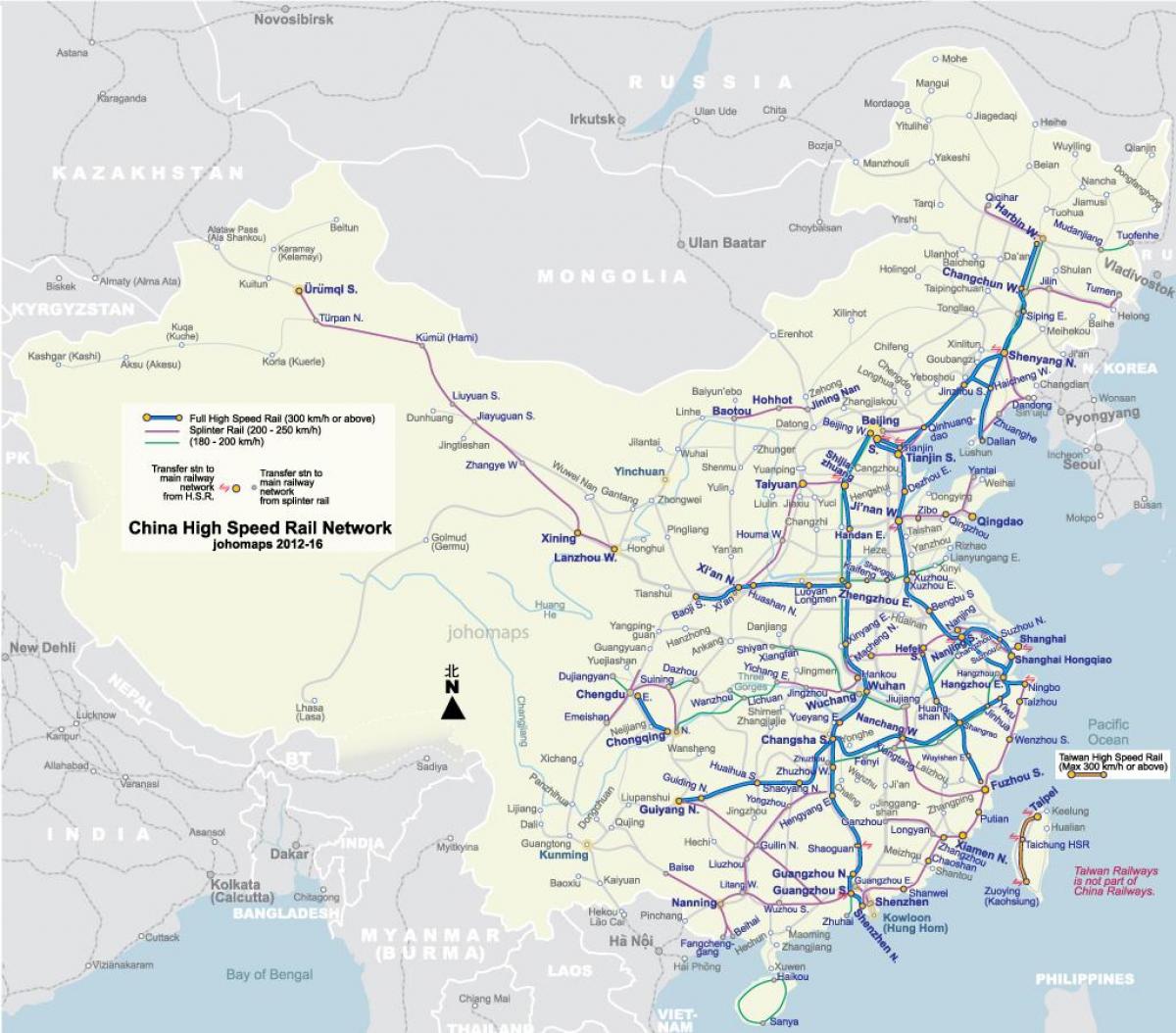 با سرعت بالا راه آهن چین نقشه
