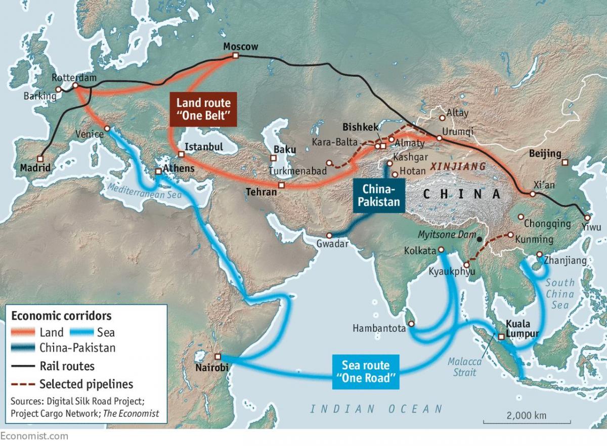 چین جاده ابریشم پروژه نقشه