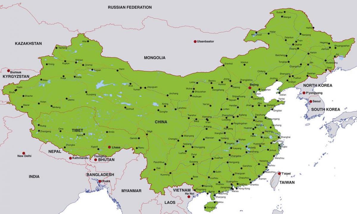 چین, نقشه شهرهای