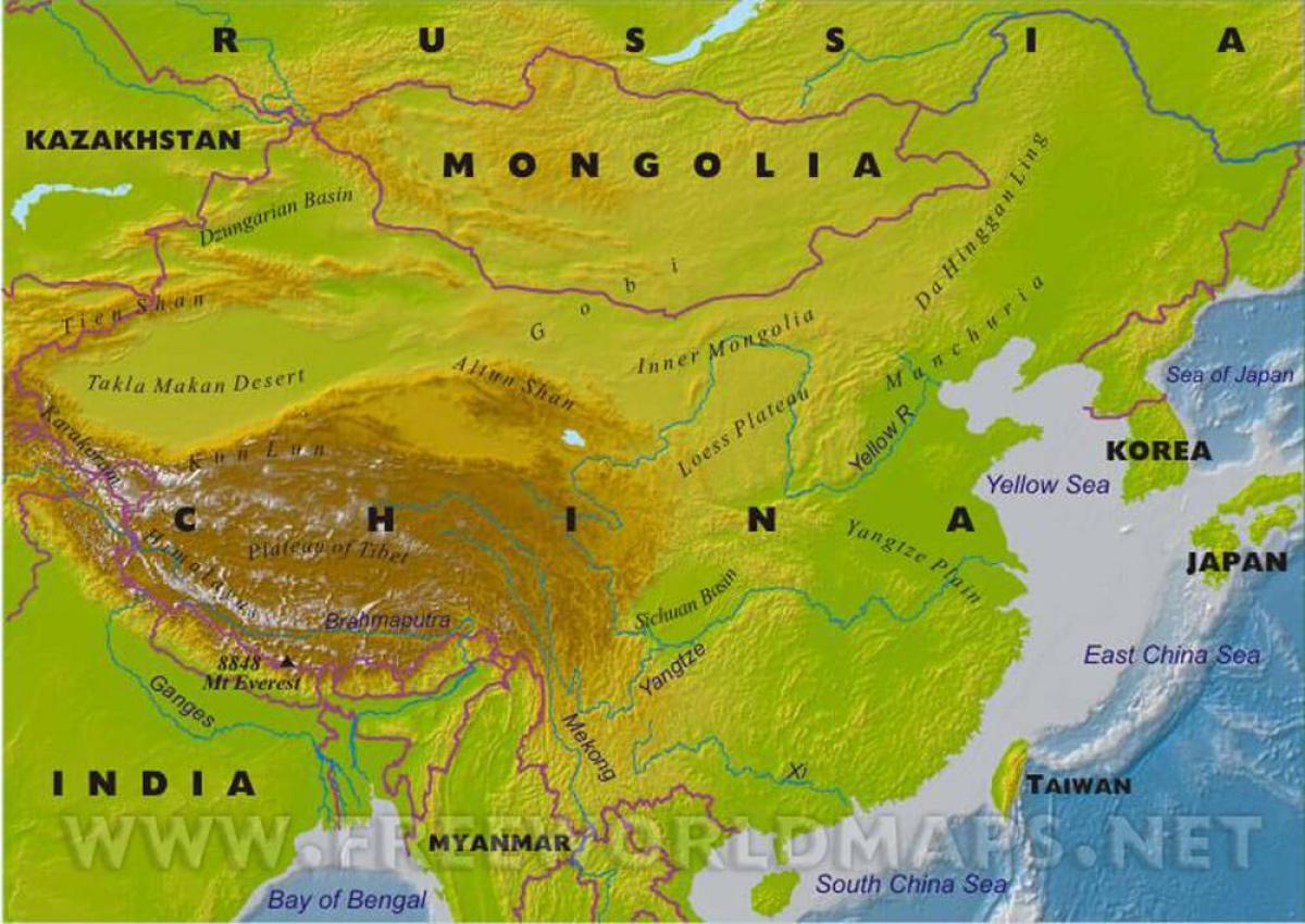 چین نقشه فیزیکی
