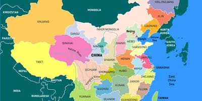 چین استان نقشه به زبان انگلیسی