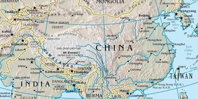 نقشه از چین با کوه